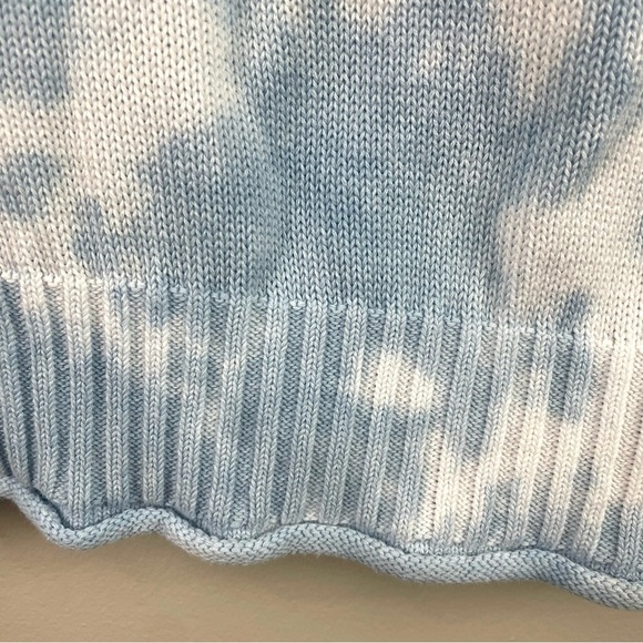 Democracy Bohemian V-Neck Pullover Sweater Light Blue & Tan Tie Dye Size Large - Picture 9 of 15